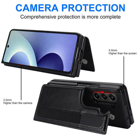 Full Coverage Fold Double Buckle PU Phone Case with Pen Slots, For Galaxy Z Fold8 Ultra 5G, For Samsung Galaxy Z Fold7