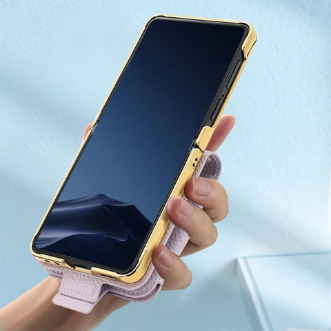 VIETAO Litchi Pattern Makeup Mirror PU Phone Case with Silk Scarf, For Galaxy Z Flip8 5G, For Samsung Galaxy Z Flip7