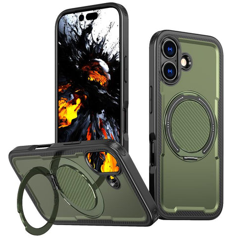 kalebol Metal 360 Degree Rotation Holder MagSafe Phone Case, For iPhone 18 Pro, For iPhone 18 Pro Max, For iPhone 17e / 16e, For iPhone 17 Pro Max, For iPhone 17 Pro, For iPhone 17, For iPhone 17 Air, For iPhone 16 Pro Max
