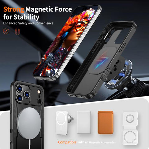 kalebol Metal 360 Degree Rotation Holder MagSafe Phone Case, For iPhone 18 Pro, For iPhone 18 Pro Max, For iPhone 17e / 16e, For iPhone 17 Pro Max, For iPhone 17 Pro, For iPhone 17, For iPhone 17 Air, For iPhone 16 Pro Max