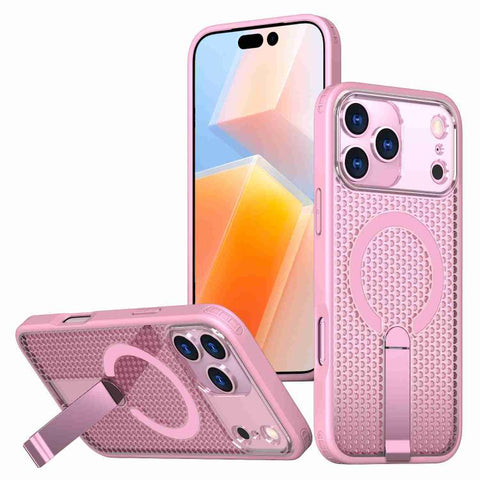 kalebol Honeycomb Cooling MagSafe Holder Phone Case, For iPhone 18 Pro, For iPhone 18 Pro Max, For iPhone 17e / 16e, For iPhone 17 Pro Max, For iPhone 17 Pro, For iPhone 17, For iPhone Air, For iPhone 16 Pro Max