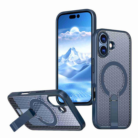 kalebol Honeycomb Cooling MagSafe Holder Phone Case, For iPhone 18 Pro, For iPhone 18 Pro Max, For iPhone 17e / 16e, For iPhone 17 Pro Max, For iPhone 17 Pro, For iPhone 17, For iPhone Air, For iPhone 16 Pro Max