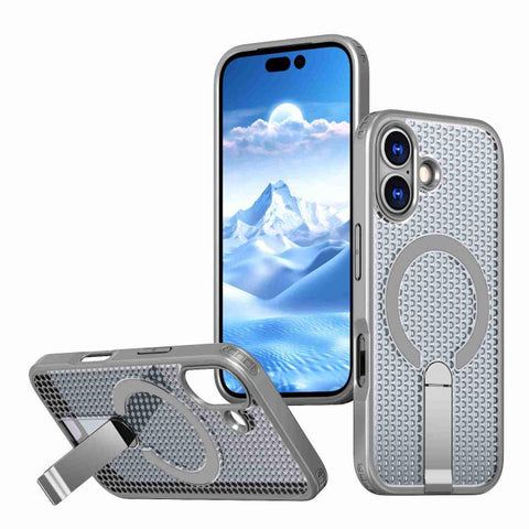 kalebol Honeycomb Cooling MagSafe Holder Phone Case, For iPhone 18 Pro, For iPhone 18 Pro Max, For iPhone 17e / 16e, For iPhone 17 Pro Max, For iPhone 17 Pro, For iPhone 17, For iPhone Air, For iPhone 16 Pro Max
