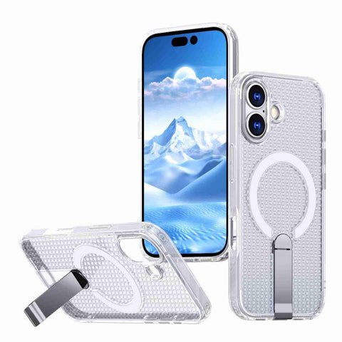 kalebol Honeycomb Cooling MagSafe Holder Phone Case, For iPhone 18 Pro, For iPhone 18 Pro Max, For iPhone 17e / 16e, For iPhone 17 Pro Max, For iPhone 17 Pro, For iPhone 17, For iPhone Air, For iPhone 16 Pro Max