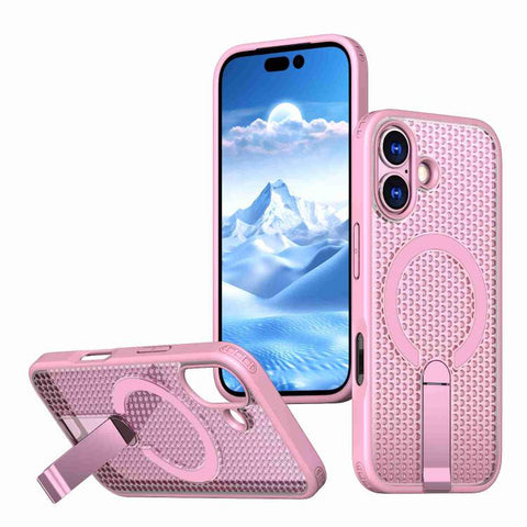 kalebol Honeycomb Cooling MagSafe Holder Phone Case, For iPhone 18 Pro, For iPhone 18 Pro Max, For iPhone 17e / 16e, For iPhone 17 Pro Max, For iPhone 17 Pro, For iPhone 17, For iPhone Air, For iPhone 16 Pro Max
