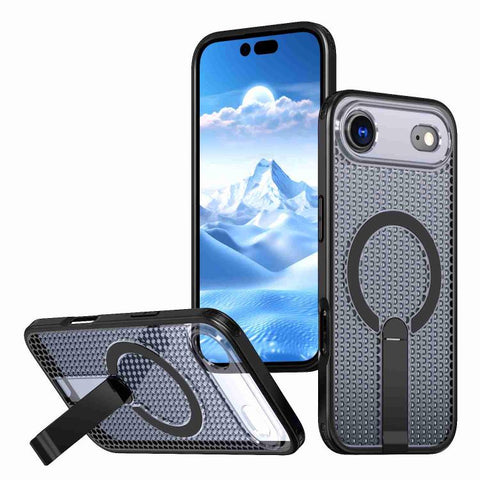 kalebol Honeycomb Cooling MagSafe Holder Phone Case, For iPhone 18 Pro, For iPhone 18 Pro Max, For iPhone 17e / 16e, For iPhone 17 Pro Max, For iPhone 17 Pro, For iPhone 17, For iPhone Air, For iPhone 16 Pro Max
