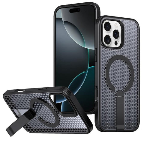 kalebol Honeycomb Cooling MagSafe Holder Phone Case, For iPhone 18 Pro, For iPhone 18 Pro Max, For iPhone 17e / 16e, For iPhone 17 Pro Max, For iPhone 17 Pro, For iPhone 17, For iPhone Air, For iPhone 16 Pro Max