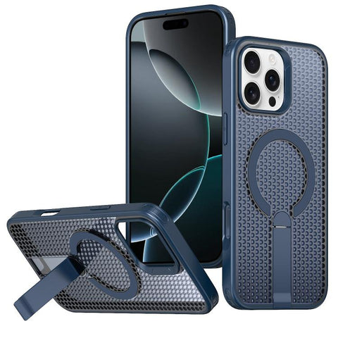 kalebol Honeycomb Cooling MagSafe Holder Phone Case, For iPhone 18 Pro, For iPhone 18 Pro Max, For iPhone 17e / 16e, For iPhone 17 Pro Max, For iPhone 17 Pro, For iPhone 17, For iPhone Air, For iPhone 16 Pro Max