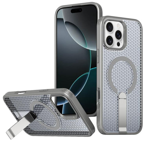 kalebol Honeycomb Cooling MagSafe Holder Phone Case, For iPhone 18 Pro, For iPhone 18 Pro Max, For iPhone 17e / 16e, For iPhone 17 Pro Max, For iPhone 17 Pro, For iPhone 17, For iPhone Air, For iPhone 16 Pro Max