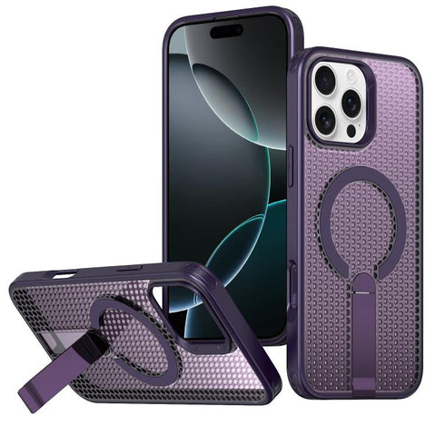 kalebol Honeycomb Cooling MagSafe Holder Phone Case, For iPhone 18 Pro, For iPhone 18 Pro Max, For iPhone 17e / 16e, For iPhone 17 Pro Max, For iPhone 17 Pro, For iPhone 17, For iPhone Air, For iPhone 16 Pro Max