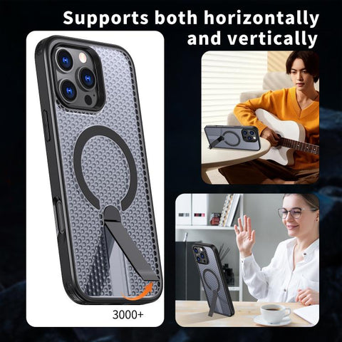 kalebol Honeycomb Cooling MagSafe Holder Phone Case, For iPhone 16 Pro, For iPhone 16 Plus, For iPhone 16, For iPhone 15 Pro Max, For iPhone 15 Pro, For iPhone 15 Plus, For iPhone 15, For iPhone 14 Plus