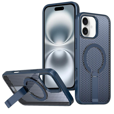 kalebol Honeycomb Cooling MagSafe Holder Phone Case, For iPhone 16 Pro, For iPhone 16 Plus, For iPhone 16, For iPhone 15 Pro Max, For iPhone 15 Pro, For iPhone 15 Plus, For iPhone 15, For iPhone 14 Plus