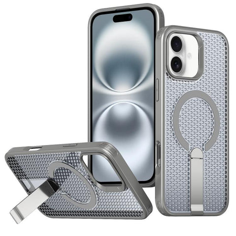kalebol Honeycomb Cooling MagSafe Holder Phone Case, For iPhone 16 Pro, For iPhone 16 Plus, For iPhone 16, For iPhone 15 Pro Max, For iPhone 15 Pro, For iPhone 15 Plus, For iPhone 15, For iPhone 14 Plus
