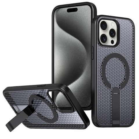 kalebol Honeycomb Cooling MagSafe Holder Phone Case, For iPhone 16 Pro, For iPhone 16 Plus, For iPhone 16, For iPhone 15 Pro Max, For iPhone 15 Pro, For iPhone 15 Plus, For iPhone 15, For iPhone 14 Plus
