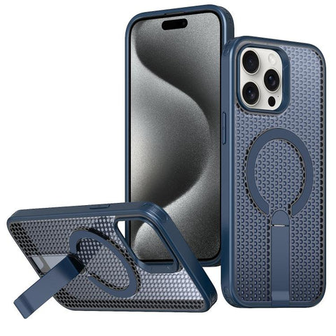 kalebol Honeycomb Cooling MagSafe Holder Phone Case, For iPhone 16 Pro, For iPhone 16 Plus, For iPhone 16, For iPhone 15 Pro Max, For iPhone 15 Pro, For iPhone 15 Plus, For iPhone 15, For iPhone 14 Plus