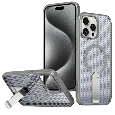 kalebol Honeycomb Cooling MagSafe Holder Phone Case, For iPhone 16 Pro, For iPhone 16 Plus, For iPhone 16, For iPhone 15 Pro Max, For iPhone 15 Pro, For iPhone 15 Plus, For iPhone 15, For iPhone 14 Plus