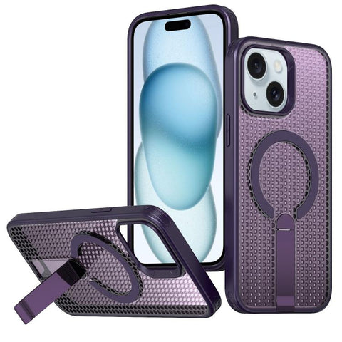 kalebol Honeycomb Cooling MagSafe Holder Phone Case, For iPhone 16 Pro, For iPhone 16 Plus, For iPhone 16, For iPhone 15 Pro Max, For iPhone 15 Pro, For iPhone 15 Plus, For iPhone 15, For iPhone 14 Plus