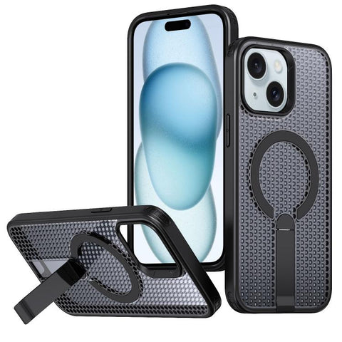 kalebol Honeycomb Cooling MagSafe Holder Phone Case, For iPhone 16 Pro, For iPhone 16 Plus, For iPhone 16, For iPhone 15 Pro Max, For iPhone 15 Pro, For iPhone 15 Plus, For iPhone 15, For iPhone 14 Plus