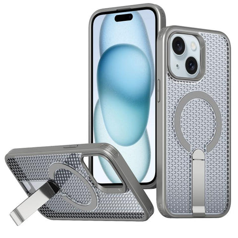 kalebol Honeycomb Cooling MagSafe Holder Phone Case, For iPhone 16 Pro, For iPhone 16 Plus, For iPhone 16, For iPhone 15 Pro Max, For iPhone 15 Pro, For iPhone 15 Plus, For iPhone 15, For iPhone 14 Plus