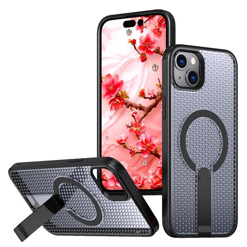 kalebol Honeycomb Cooling MagSafe Holder Phone Case, For iPhone 16 Pro, For iPhone 16 Plus, For iPhone 16, For iPhone 15 Pro Max, For iPhone 15 Pro, For iPhone 15 Plus, For iPhone 15, For iPhone 14 Plus