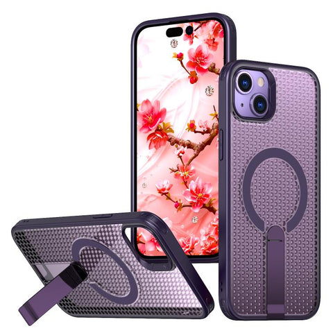 kalebol Honeycomb Cooling MagSafe Holder Phone Case, For iPhone 16 Pro, For iPhone 16 Plus, For iPhone 16, For iPhone 15 Pro Max, For iPhone 15 Pro, For iPhone 15 Plus, For iPhone 15, For iPhone 14 Plus