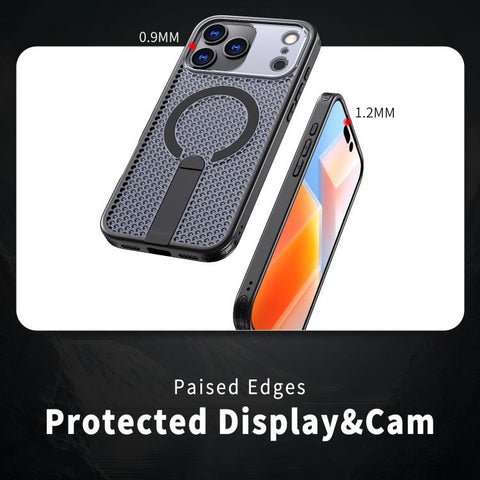 kalebol Honeycomb Cooling MagSafe Holder Phone Case, For iPhone 18 Pro, For iPhone 18 Pro Max, For iPhone 17e / 16e, For iPhone 17 Pro Max, For iPhone 17 Pro, For iPhone 17, For iPhone Air, For iPhone 16 Pro Max