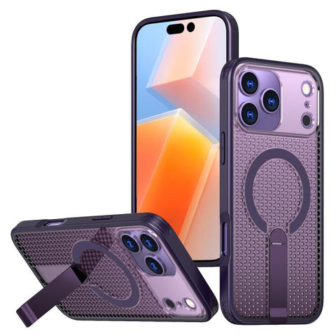 kalebol Honeycomb Cooling MagSafe Holder Phone Case, For iPhone 18 Pro, For iPhone 18 Pro Max, For iPhone 17e / 16e, For iPhone 17 Pro Max, For iPhone 17 Pro, For iPhone 17, For iPhone Air, For iPhone 16 Pro Max