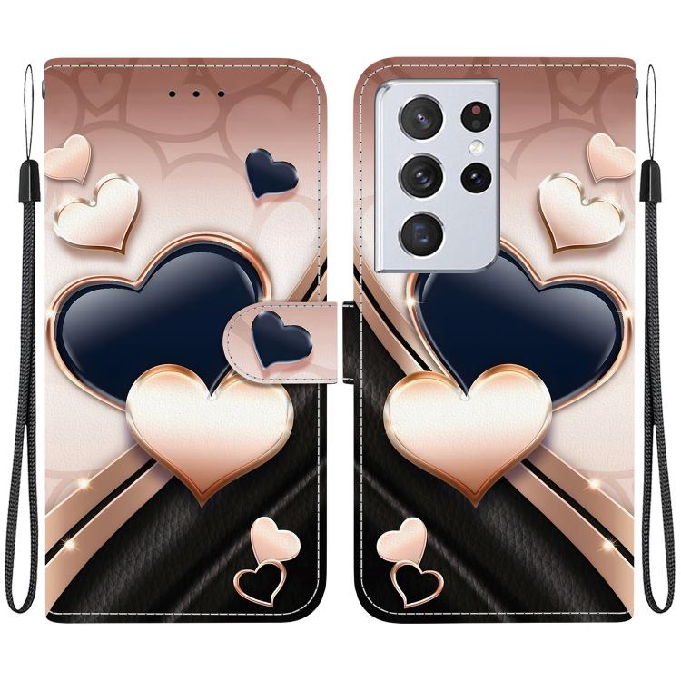 Crystal Texture Colored Drawing Leather Phone Case, For Samsung Galaxy S21 Ultra 5G