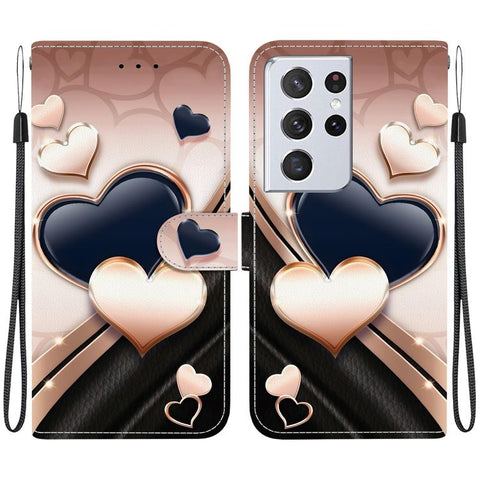 Crystal Texture Colored Drawing Leather Phone Case, For Samsung Galaxy S21 Ultra 5G