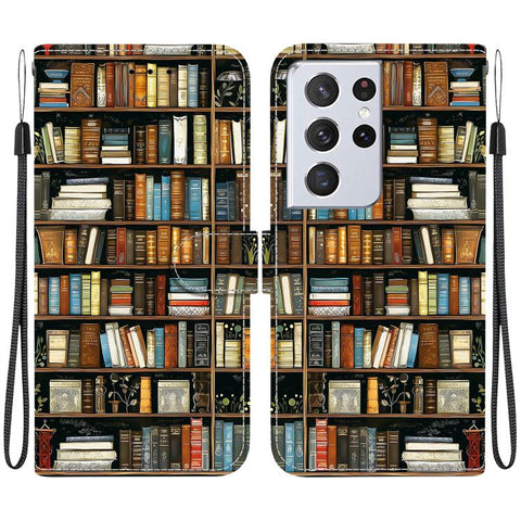 Crystal Texture Colored Drawing Leather Phone Case, For Samsung Galaxy S21 Ultra 5G