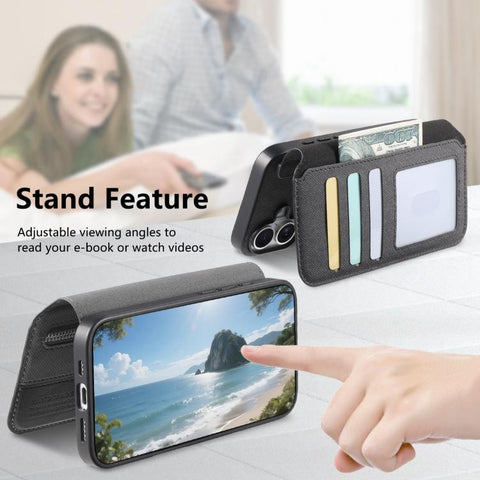 Twill Fabric MagSafe RFID Anti-theft Zipper Wallet Leather Phone Case, For iPhone 18 / 17, For iPhone 18 Pro / 17 Pro, For iPhone 18 Pro Max / 17 Pro Max, For iPhone 17e / 16e, For iPhone Air, For iPhone 16 Pro Max, For iPhone 16 Pro, For iPhone 16 Plu...