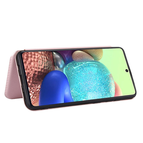 Carbon Fiber Texture Magnetic Horizontal Flip TPU + PC + PU Leather Case with Card Slot, For Galaxy M51 (Side Fingerprint), For DOOGEE N20 Pro