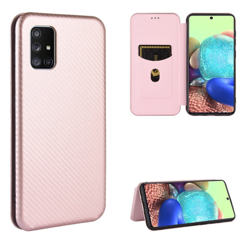 Carbon Fiber Texture Magnetic Horizontal Flip TPU + PC + PU Leather Case with Card Slot, For Galaxy M51 (Side Fingerprint), For DOOGEE N20 Pro