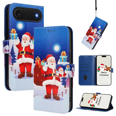 Christmas Series Buckle Leather Phone Case with Hand Strap, For iPhone 18 Pro / 17 Pro, For iPhone 18 Pro Max / 17 Pro Max, For iPhone 17e / 16e, For iPhone 17, For iPhone Air, For iPhone 16 Pro Max, For iPhone 16 Pro, For iPhone 16 Plus