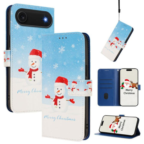 Christmas Series Buckle Leather Phone Case with Hand Strap, For iPhone 18 Pro / 17 Pro, For iPhone 18 Pro Max / 17 Pro Max, For iPhone 17e / 16e, For iPhone 17, For iPhone Air, For iPhone 16 Pro Max, For iPhone 16 Pro, For iPhone 16 Plus