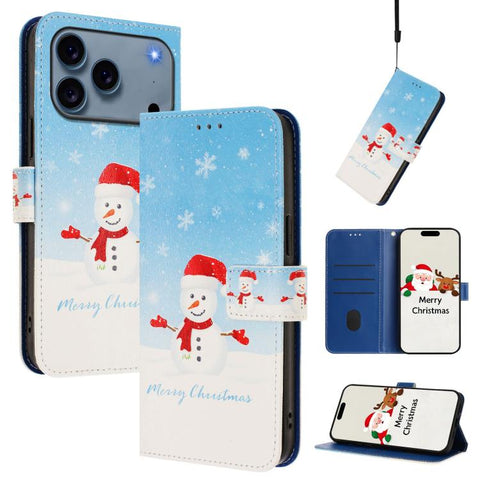 Christmas Series Buckle Leather Phone Case with Hand Strap, For iPhone 18 Pro / 17 Pro, For iPhone 18 Pro Max / 17 Pro Max, For iPhone 17e / 16e, For iPhone 17, For iPhone Air, For iPhone 16 Pro Max, For iPhone 16 Pro, For iPhone 16 Plus