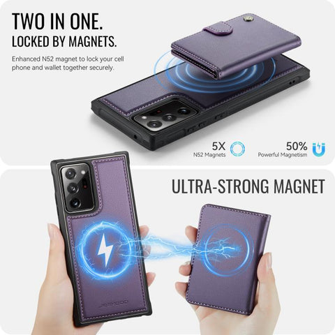 JEEHOOD J09 Buckle Card Bag MagSafe Magnetic Style RFID Leather Phone Case, For Samsung Galaxy Note20 Ultra, For Samsung Galaxy Note10