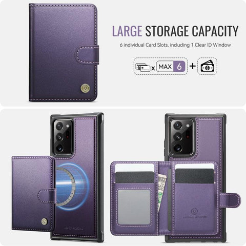 JEEHOOD J09 Buckle Card Bag MagSafe Magnetic Style RFID Leather Phone Case, For Samsung Galaxy Note20 Ultra, For Samsung Galaxy Note10