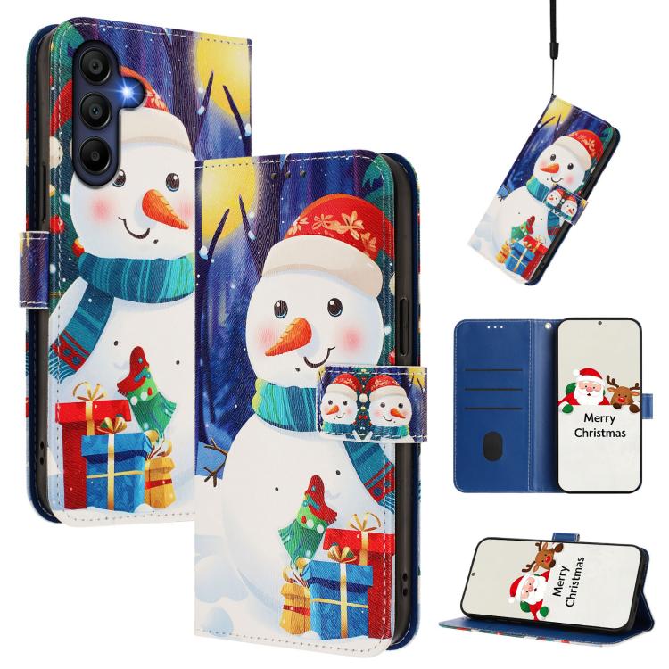 Christmas Series Buckle Leather Phone Case with Hand Strap, For Samsung Galaxy A16 5G / 4G, For Samsung Galaxy A05s / F14 4G, For Samsung Galaxy M35 5G, For Samsung Galaxy M55 5G / C55 5G, For Samsung Galaxy M15 5G / F15 5G, For Samsung Galaxy A15 5G /...