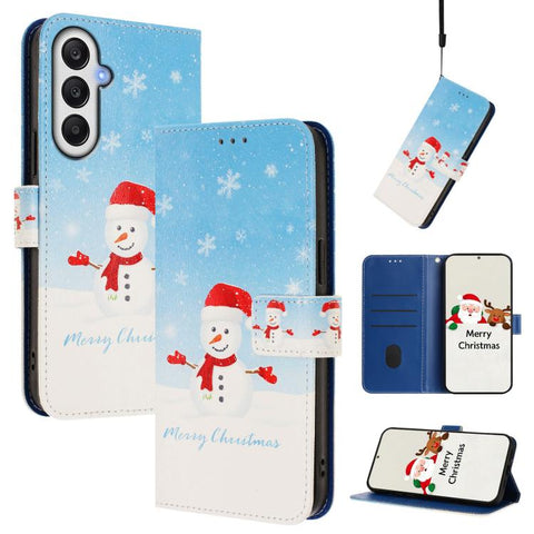 Christmas Series Buckle Leather Phone Case with Hand Strap, For Samsung Galaxy A16 5G / 4G, For Samsung Galaxy A05s / F14 4G, For Samsung Galaxy M35 5G, For Samsung Galaxy M55 5G / C55 5G, For Samsung Galaxy M15 5G / F15 5G, For Samsung Galaxy A15 5G /...