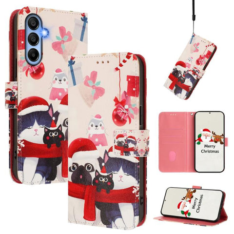 Christmas Series Buckle Leather Phone Case with Hand Strap, For Samsung Galaxy A16 5G / 4G, For Samsung Galaxy A05s / F14 4G, For Samsung Galaxy M35 5G, For Samsung Galaxy M55 5G / C55 5G, For Samsung Galaxy M15 5G / F15 5G, For Samsung Galaxy A15 5G /...