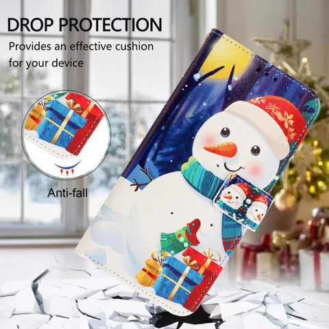 Christmas Series Buckle Leather Phone Case with Hand Strap, For Samsung Galaxy A03 164mm, For Samsung Galaxy A03 166mm