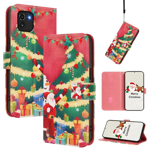 Christmas Series Buckle Leather Phone Case with Hand Strap, For Samsung Galaxy A03 164mm, For Samsung Galaxy A03 166mm