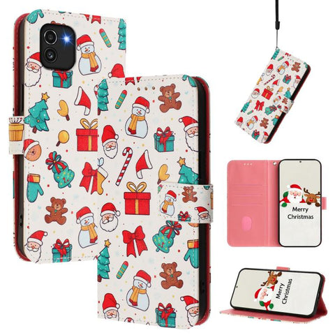 Christmas Series Buckle Leather Phone Case with Hand Strap, For Samsung Galaxy A03 164mm, For Samsung Galaxy A03 166mm