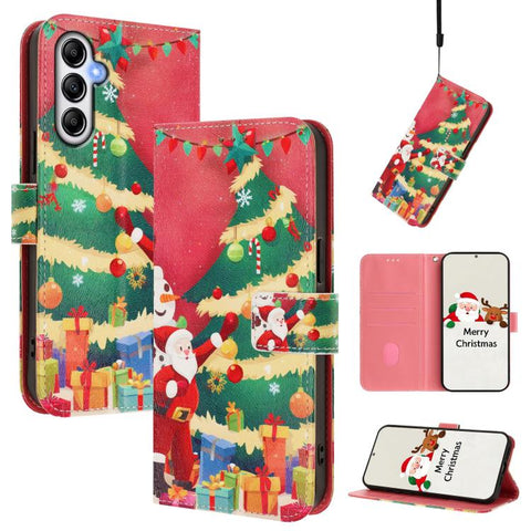 Christmas Series Buckle Leather Phone Case with Hand Strap, For Samsung Galaxy A16 5G / 4G, For Samsung Galaxy A05s / F14 4G, For Samsung Galaxy M35 5G, For Samsung Galaxy M55 5G / C55 5G, For Samsung Galaxy M15 5G / F15 5G, For Samsung Galaxy A15 5G /...