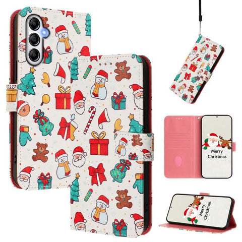 Christmas Series Buckle Leather Phone Case with Hand Strap, For Samsung Galaxy A16 5G / 4G, For Samsung Galaxy A05s / F14 4G, For Samsung Galaxy M35 5G, For Samsung Galaxy M55 5G / C55 5G, For Samsung Galaxy M15 5G / F15 5G, For Samsung Galaxy A15 5G /...