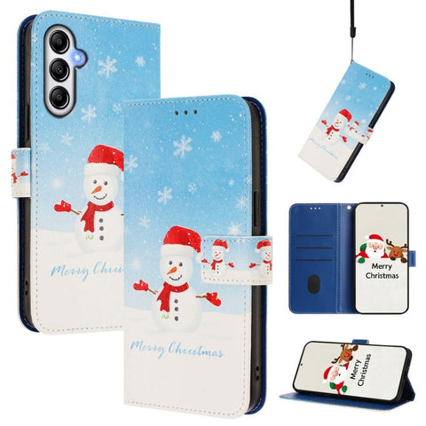 Christmas Series Buckle Leather Phone Case with Hand Strap, For Samsung Galaxy A16 5G / 4G, For Samsung Galaxy A05s / F14 4G, For Samsung Galaxy M35 5G, For Samsung Galaxy M55 5G / C55 5G, For Samsung Galaxy M15 5G / F15 5G, For Samsung Galaxy A15 5G /...