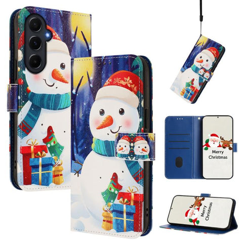 Christmas Series Buckle Leather Phone Case with Hand Strap, For Samsung Galaxy A16 5G / 4G, For Samsung Galaxy A05s / F14 4G, For Samsung Galaxy M35 5G, For Samsung Galaxy M55 5G / C55 5G, For Samsung Galaxy M15 5G / F15 5G, For Samsung Galaxy A15 5G /...
