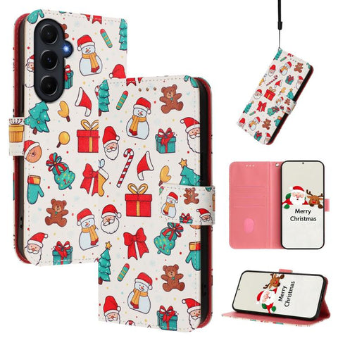Christmas Series Buckle Leather Phone Case with Hand Strap, For Samsung Galaxy A16 5G / 4G, For Samsung Galaxy A05s / F14 4G, For Samsung Galaxy M35 5G, For Samsung Galaxy M55 5G / C55 5G, For Samsung Galaxy M15 5G / F15 5G, For Samsung Galaxy A15 5G /...