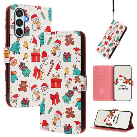 Christmas Series Buckle Leather Phone Case with Hand Strap, For Samsung Galaxy A16 5G / 4G, For Samsung Galaxy A05s / F14 4G, For Samsung Galaxy M35 5G, For Samsung Galaxy M55 5G / C55 5G, For Samsung Galaxy M15 5G / F15 5G, For Samsung Galaxy A15 5G /...